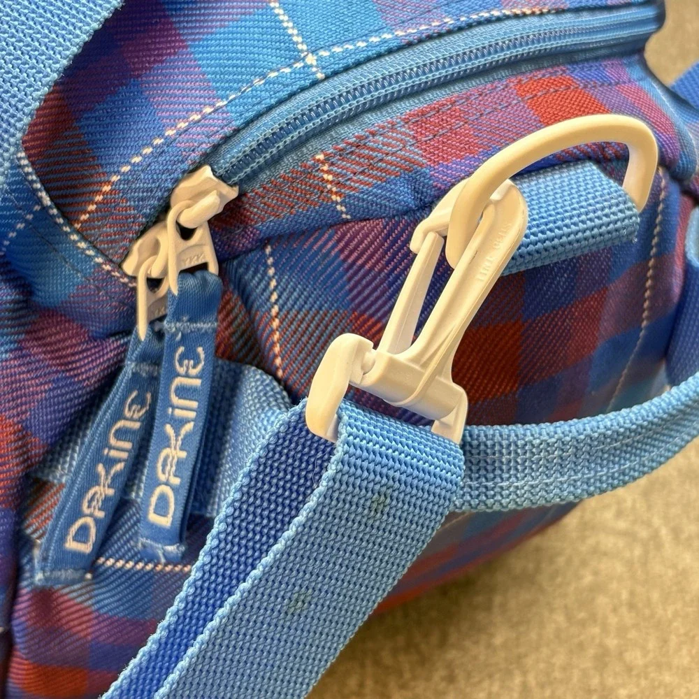 Dakine EQ‎ Sports Bag Duffle Red Blue Plaid Print Gym Carry On